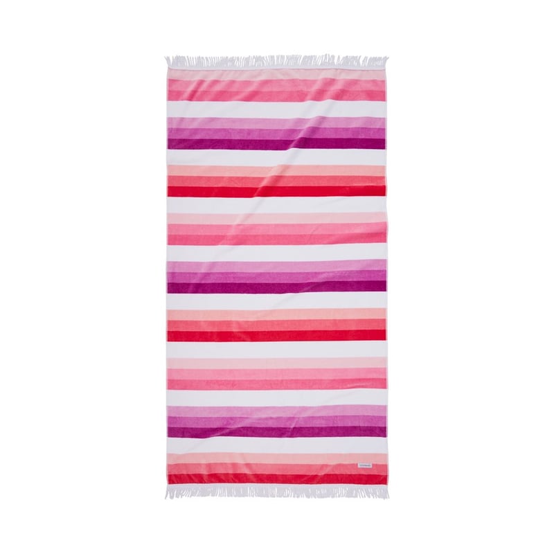 Clovelly Stripe Pink Velour Beach Towel