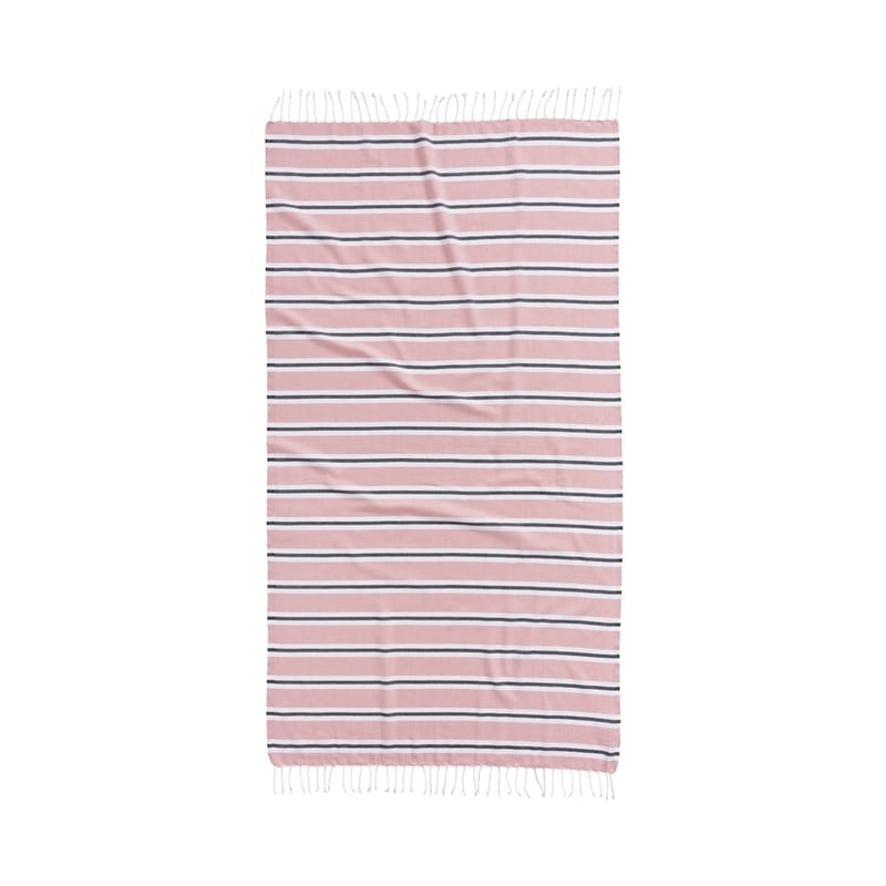 European Turkish Peshtemal Buldan Stripe Pink Beach Towel