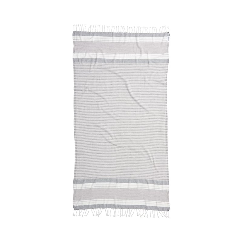 European Turkish Peshtemal Marmaris Stripe Grey Beach Towel