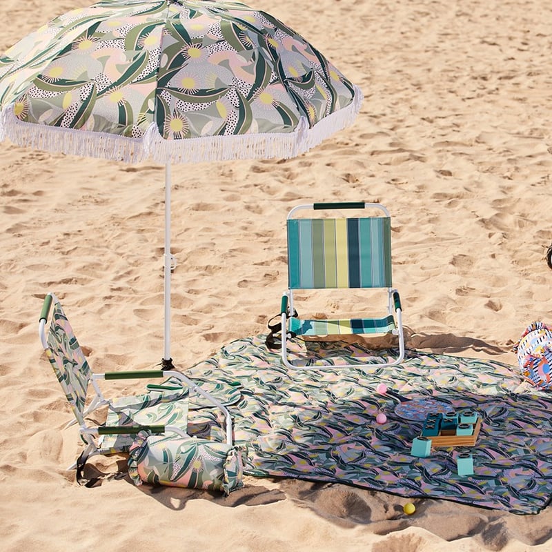 Native Floral Greens Beach Umbrella