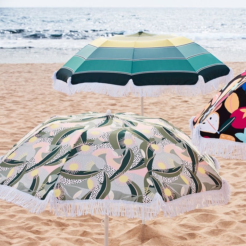 Native Floral Greens Beach Umbrella