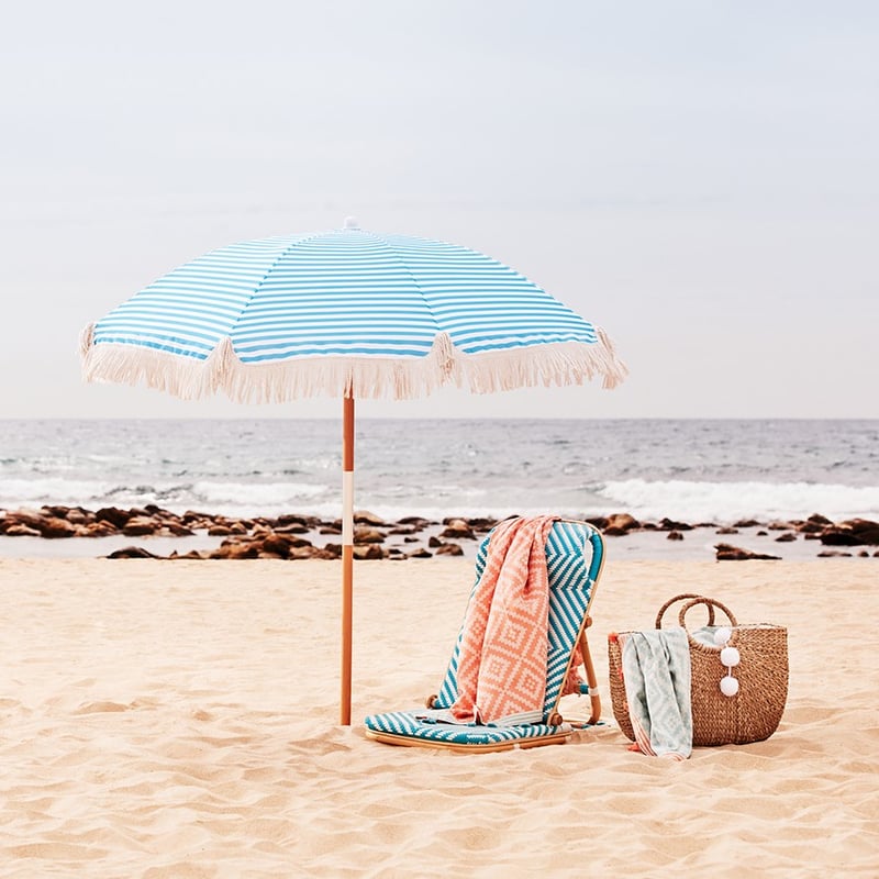 Holiday Aqua & White Beach Umbrella