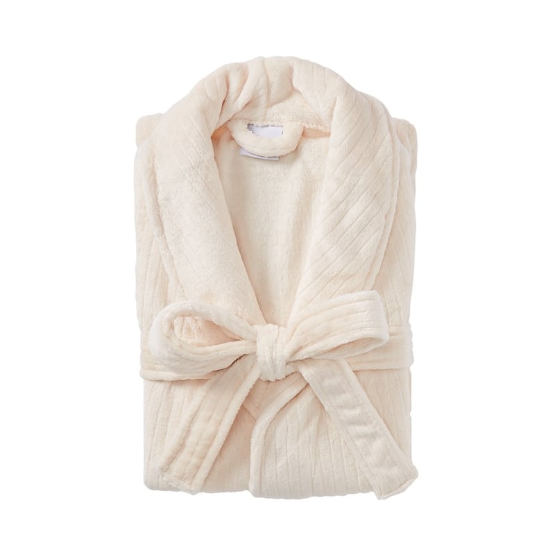 Soft Ivory Ribbed Robe 