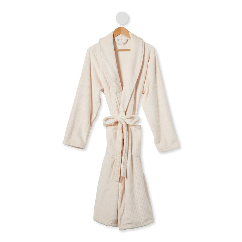 Soft Ivory Ribbed Robe 
