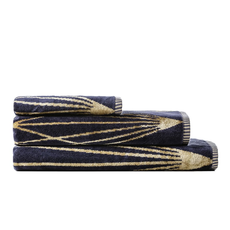 Linear Velour Towel Indigo Gold