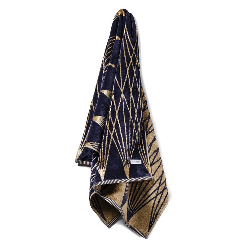 Linear Velour Towel Indigo Gold