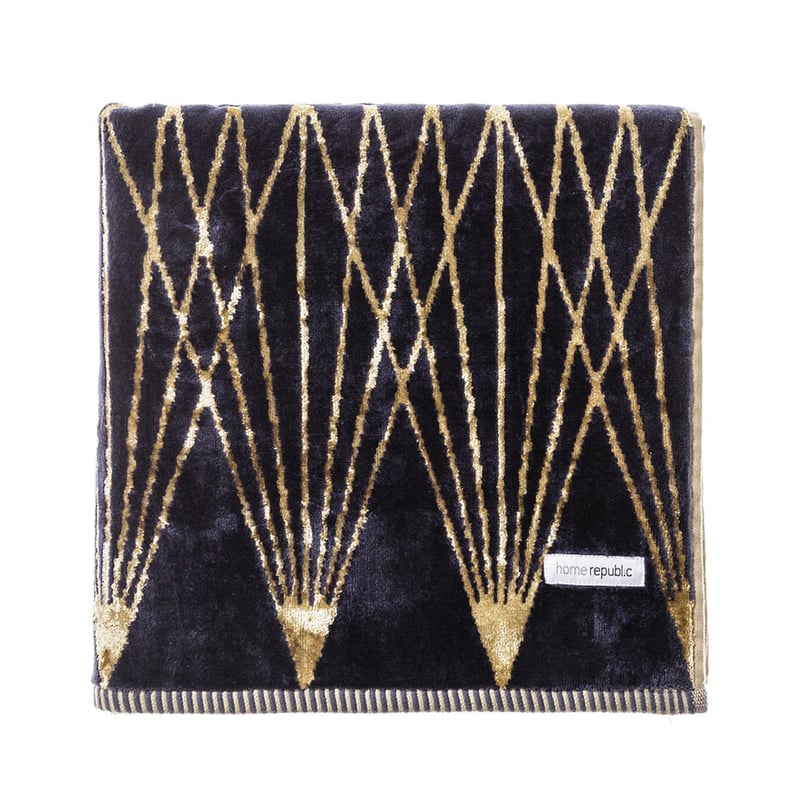 Linear Velour Towel Indigo Gold