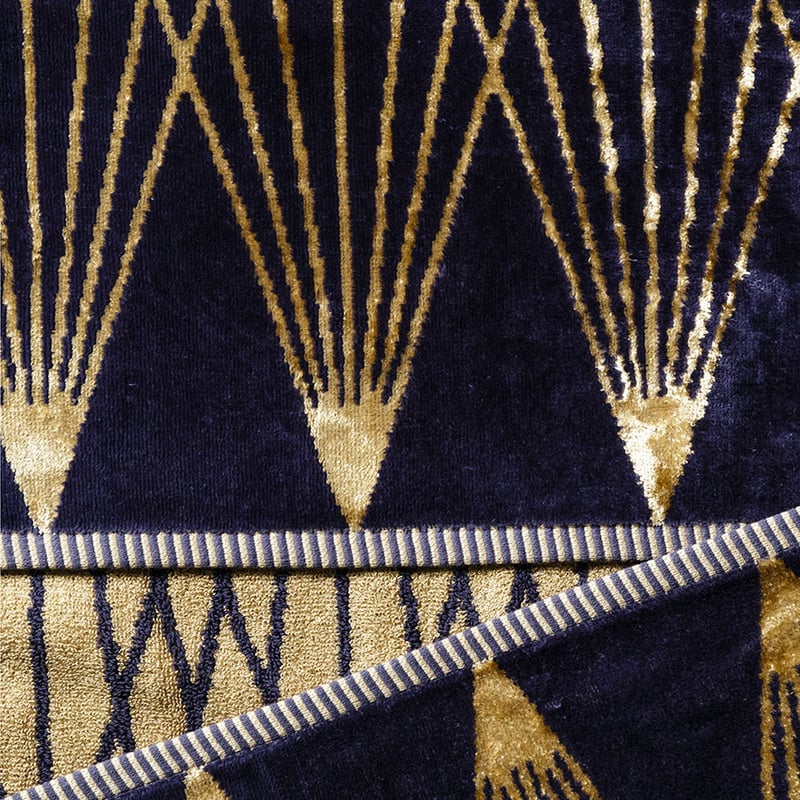 Linear Velour Towel Indigo Gold