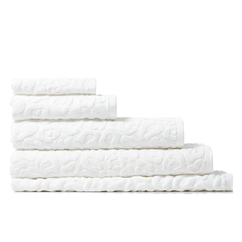 Leopard Textured White Towel 