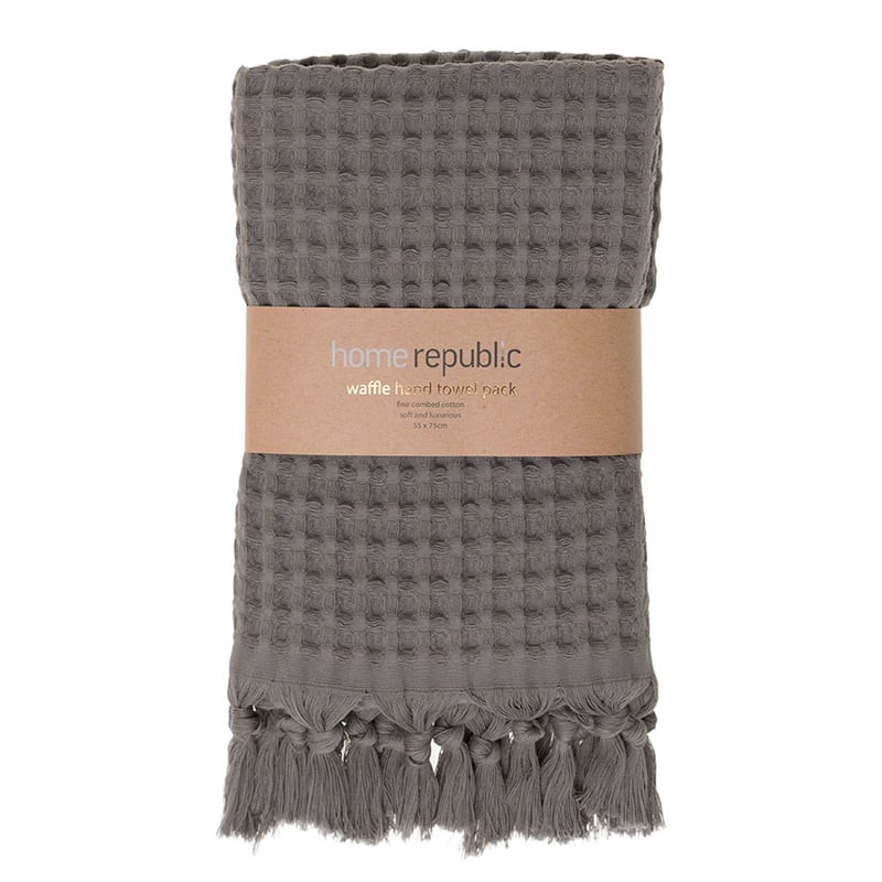 Waffle Hand Towel Pack Coal