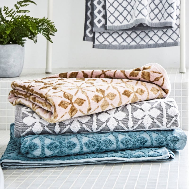 Lattice Textured Towels White