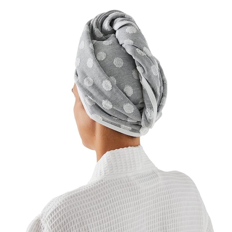 European Collection Polka Hair Towel Wrap Grey