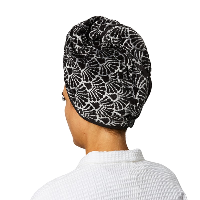 Scallop Velour Coal Hair Towel Wrap