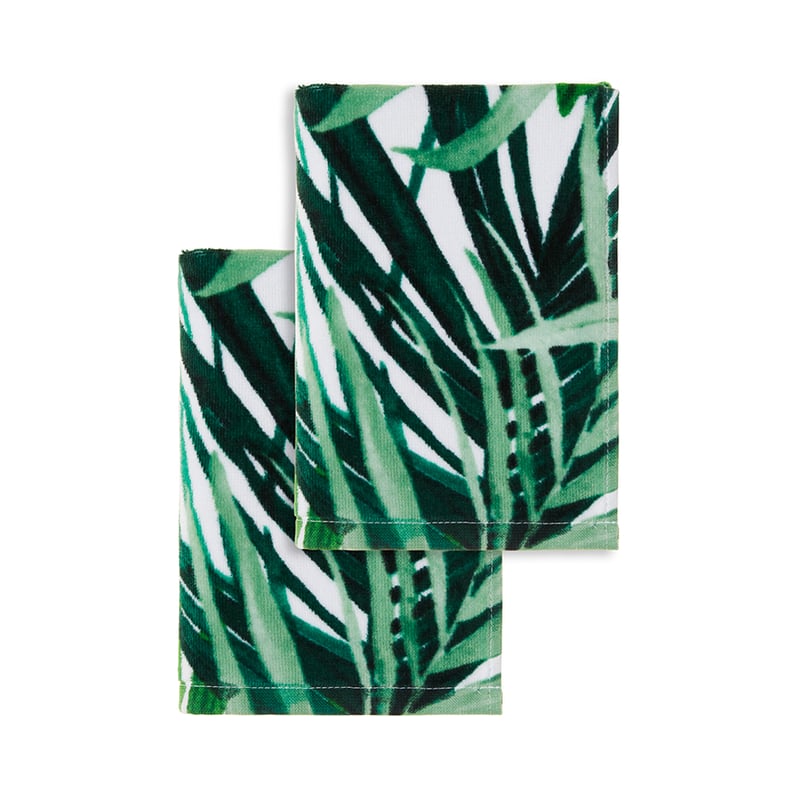 Printed Velour Hand Towel Tropical Leaf Pack of 2
