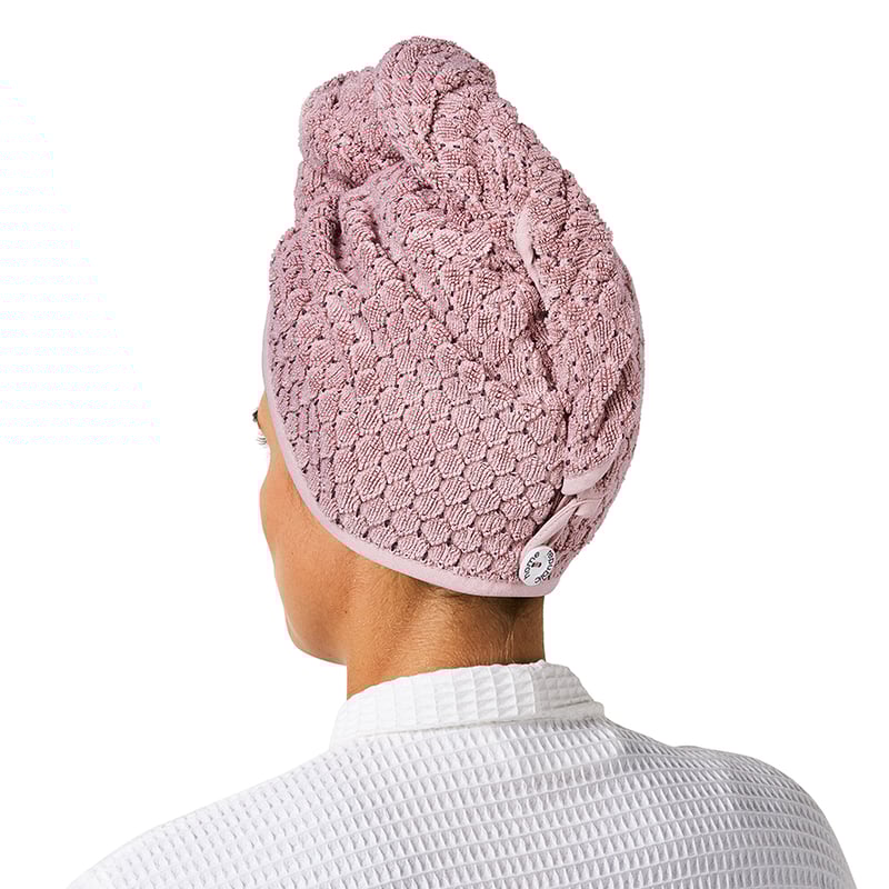 Navara Dusty Pink Textured Bamboo Cotton Hair Towel Wrap