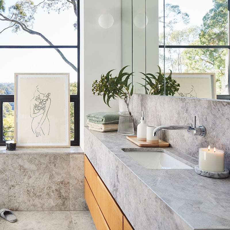 Kingston Linen Blend Eucalyptus Stripe Bath Towels
