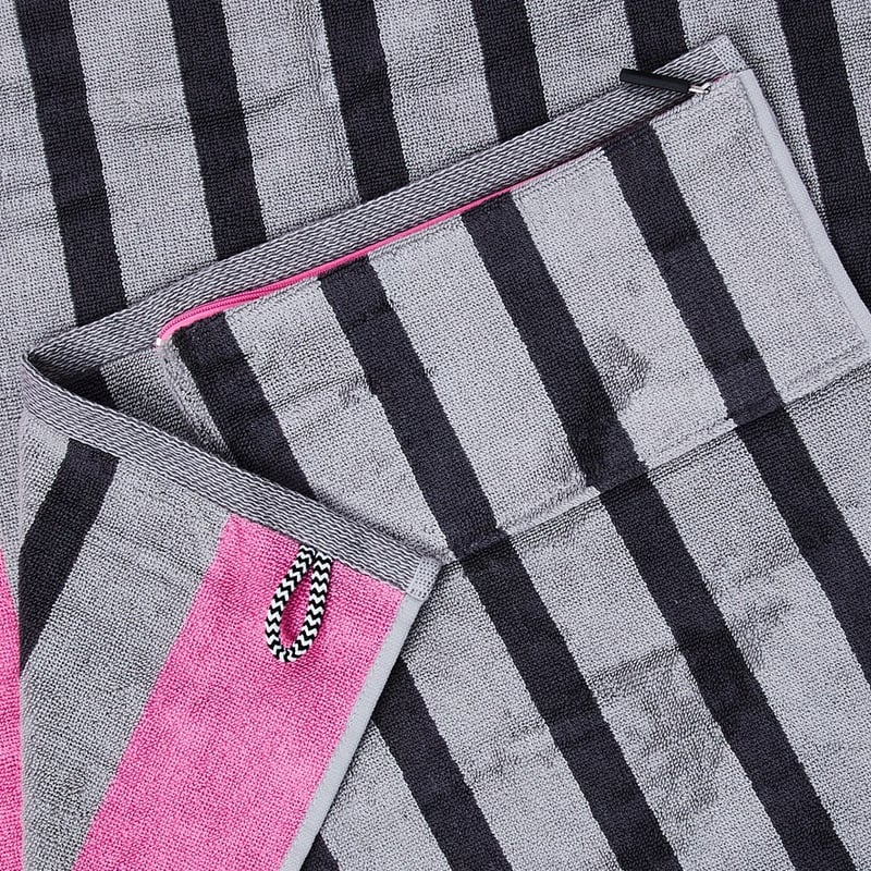 Bamboo Cotton Grey & Hot Pink Stripe Gym Towel 