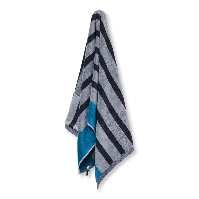 Bamboo Cotton Grey & Teal Stripe Gym Towel 