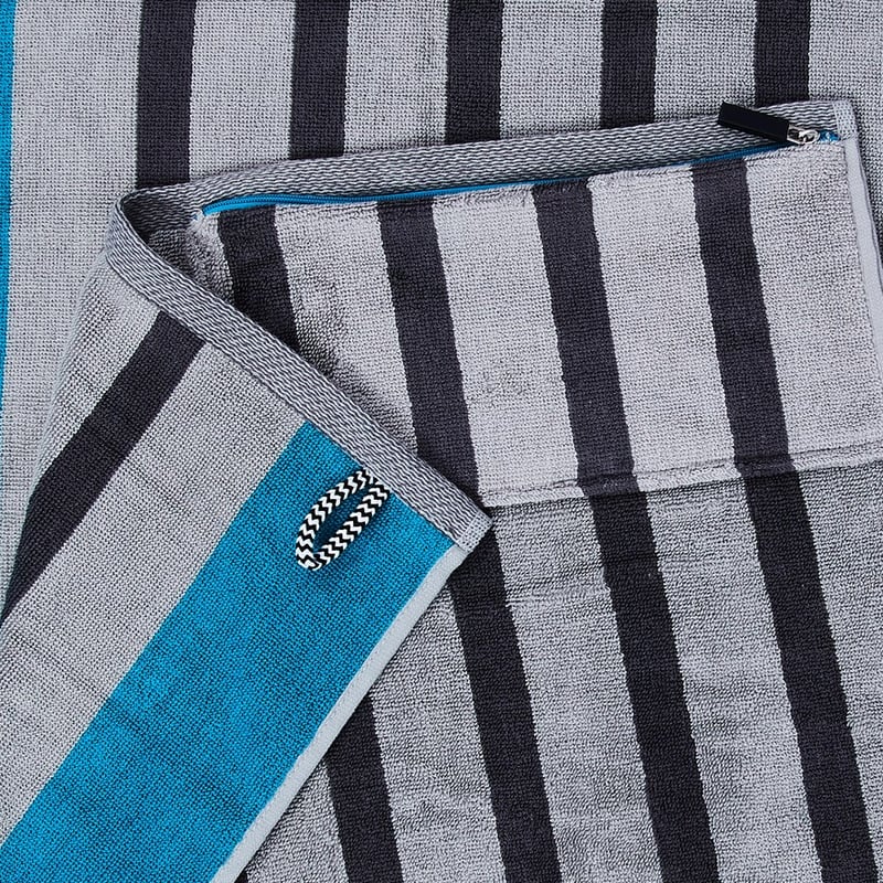Bamboo Cotton Grey & Teal Stripe Gym Towel 