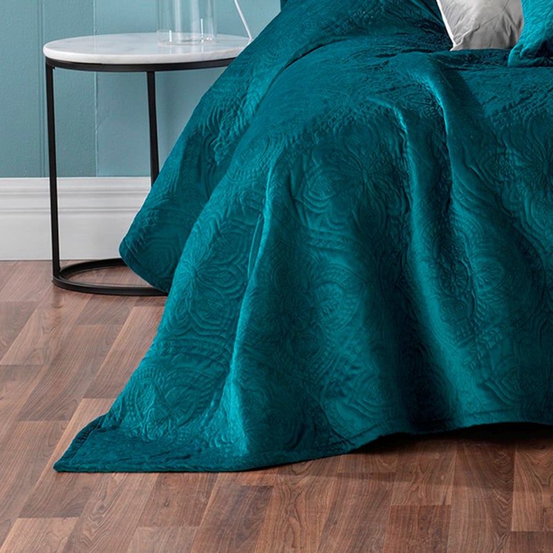 Dynasty Coverlet Set Euro P/Case Teal Each