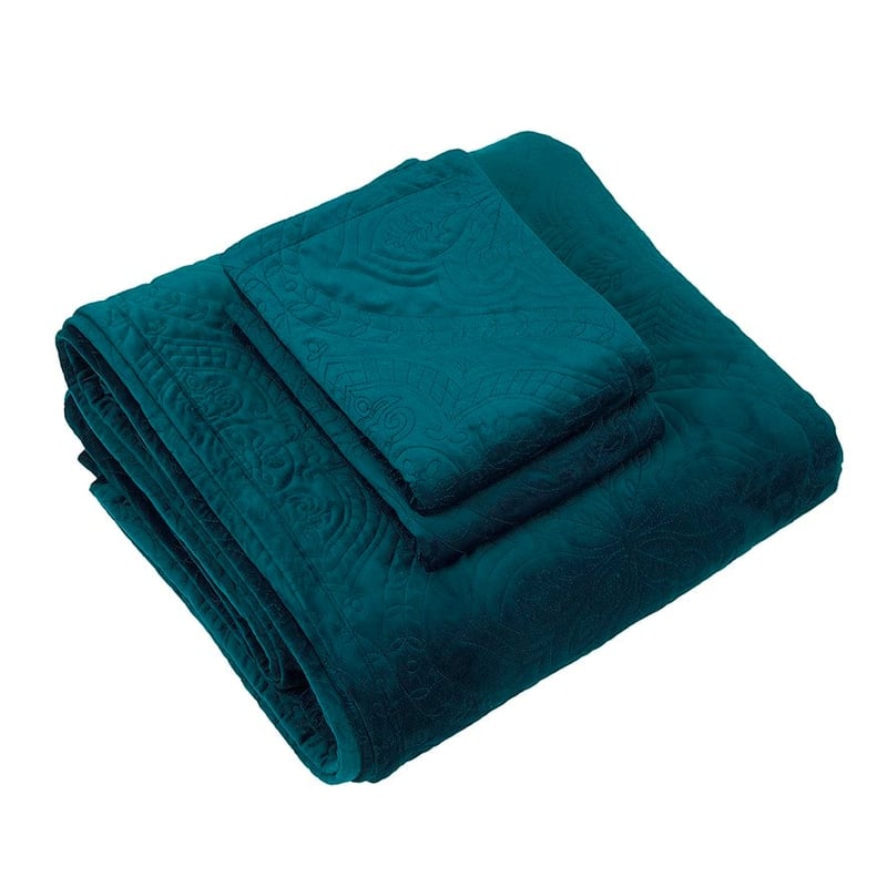 Dynasty Coverlet Set Euro P/Case Teal Each