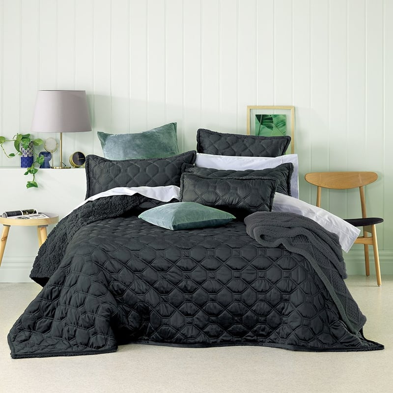Yaxley Coverlet Set Euro P/Case Charcoal Each