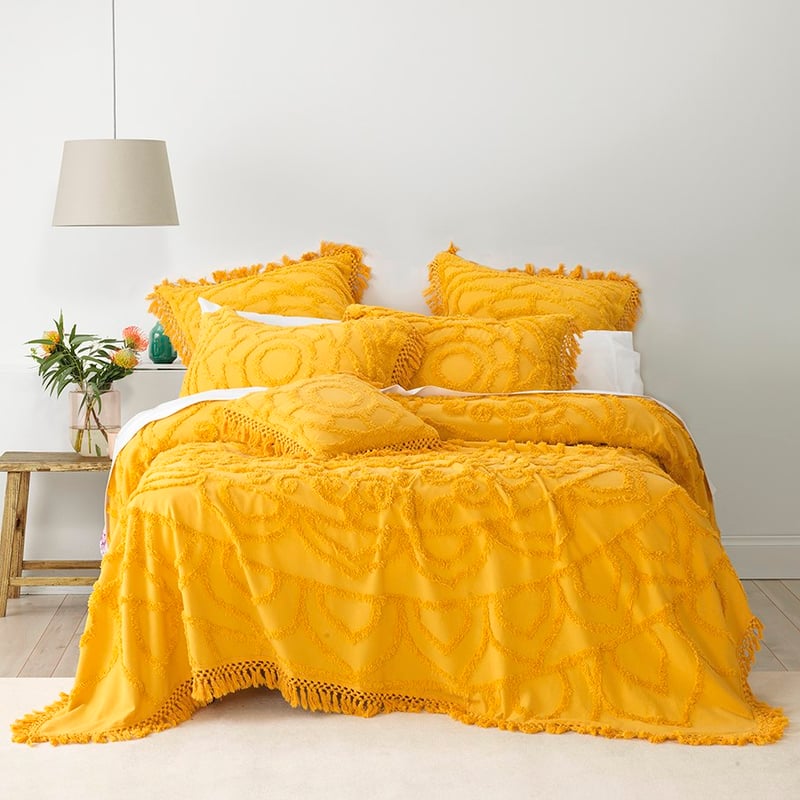Santorini Bedspread Set Euro P/Case Mustard Each