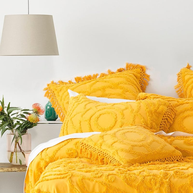 Santorini Bedspread Set Euro P/Case Mustard Each