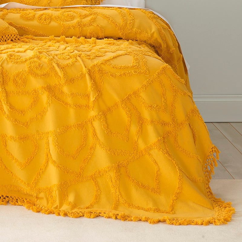 Santorini Bedspread Set Euro P/Case Mustard Each