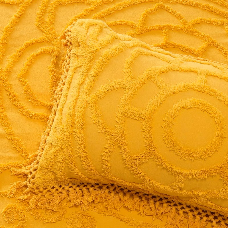 Santorini Bedspread Set Euro P/Case Mustard Each