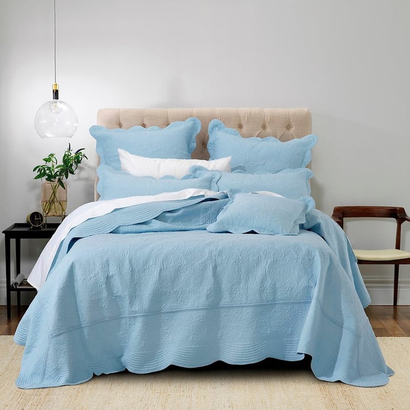 Hampton Bedspread Set Euro P/Case Provincial Blue Each