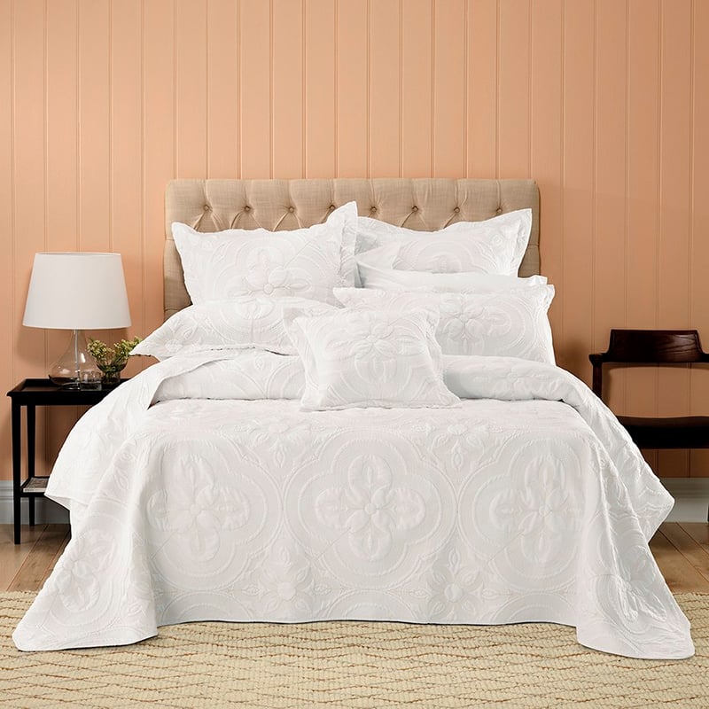 Edna Bedspread Set Euro P/Case Ivory Each