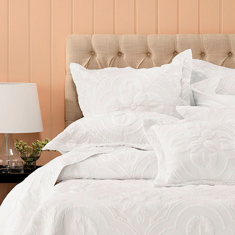 Edna Bedspread Set Euro P/Case Ivory Each
