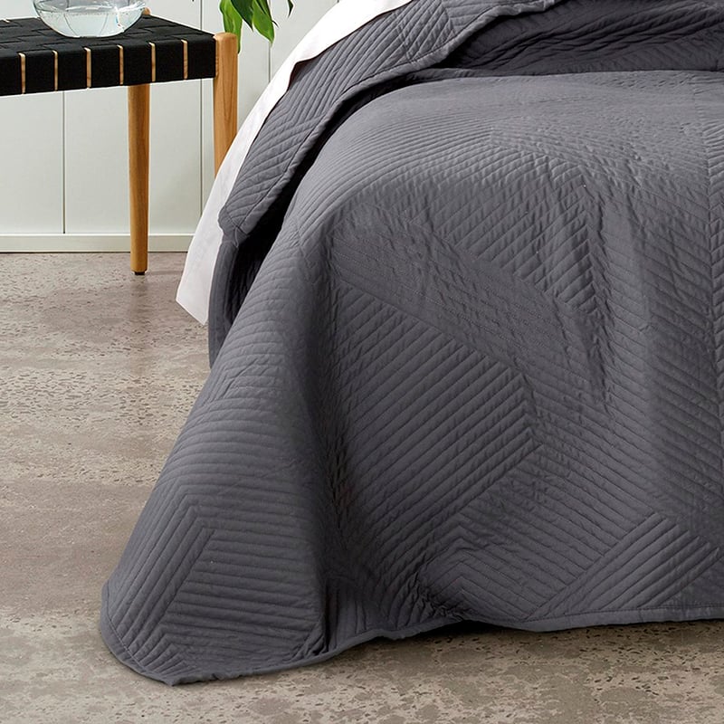 Kingsley Coverlet Set Euro P/Case Coal Each