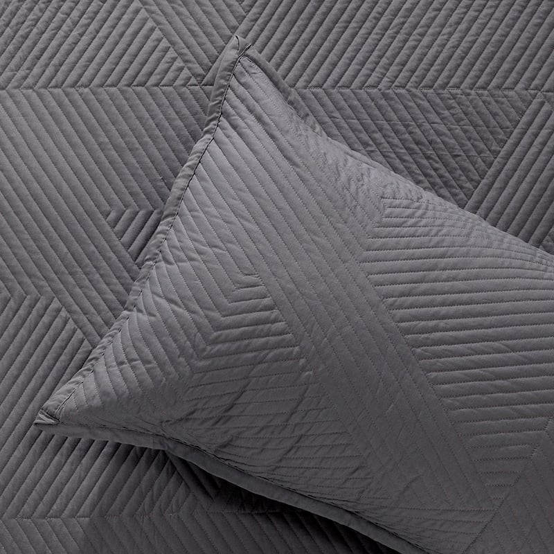 Kingsley Coverlet Set Euro P/Case Coal Each