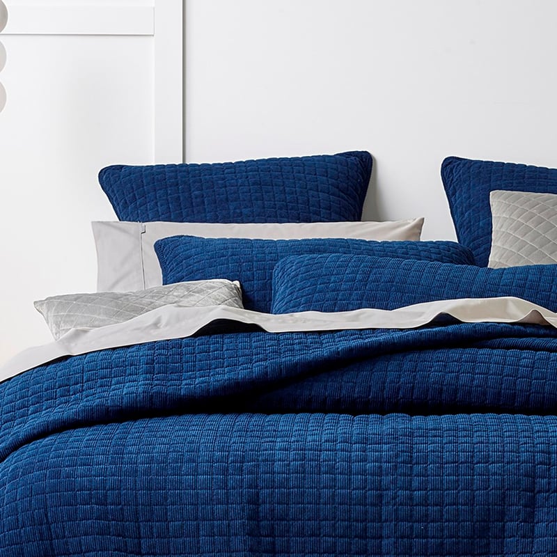 Turin Coverlet Euro P/Case Indigo Each