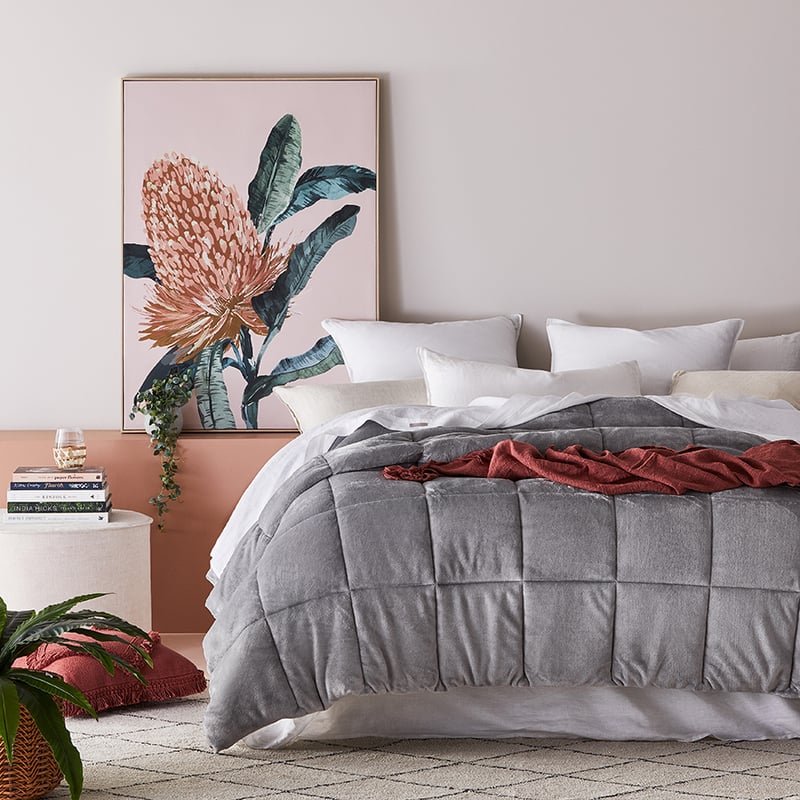 Plush Silver Quilted Blanket