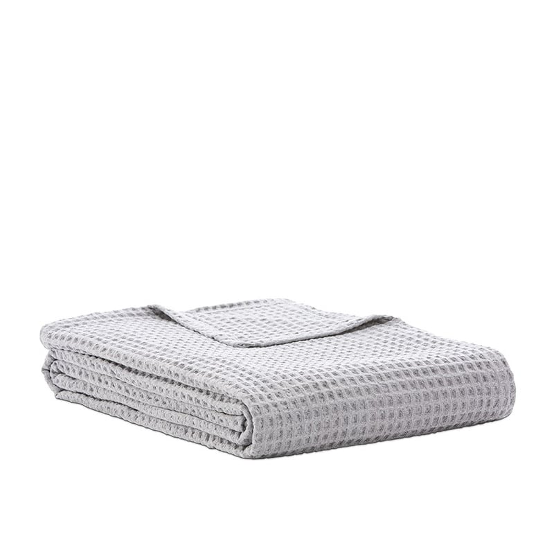 European Collection Turkish Cotton Grey Marle Waffle Blanket