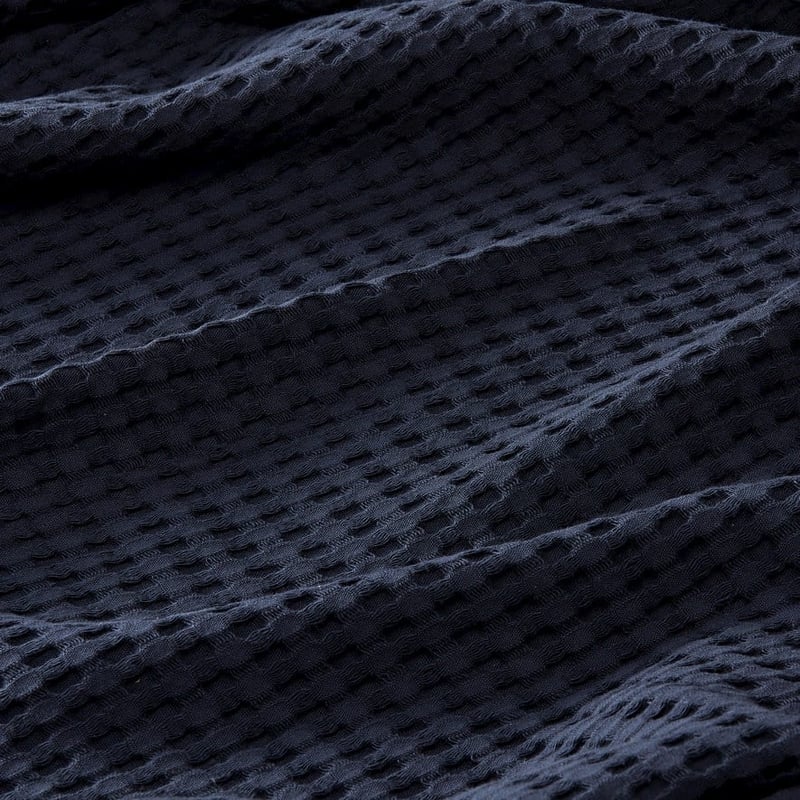 European Collection Turkish Cotton Navy Waffle Blanket 