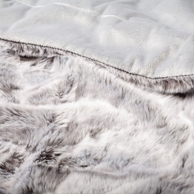 Montana Fur Grey Wolf Blanket