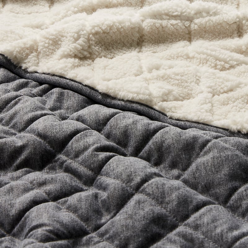Jersey Quilted Sherpa Blanket Silver Marle