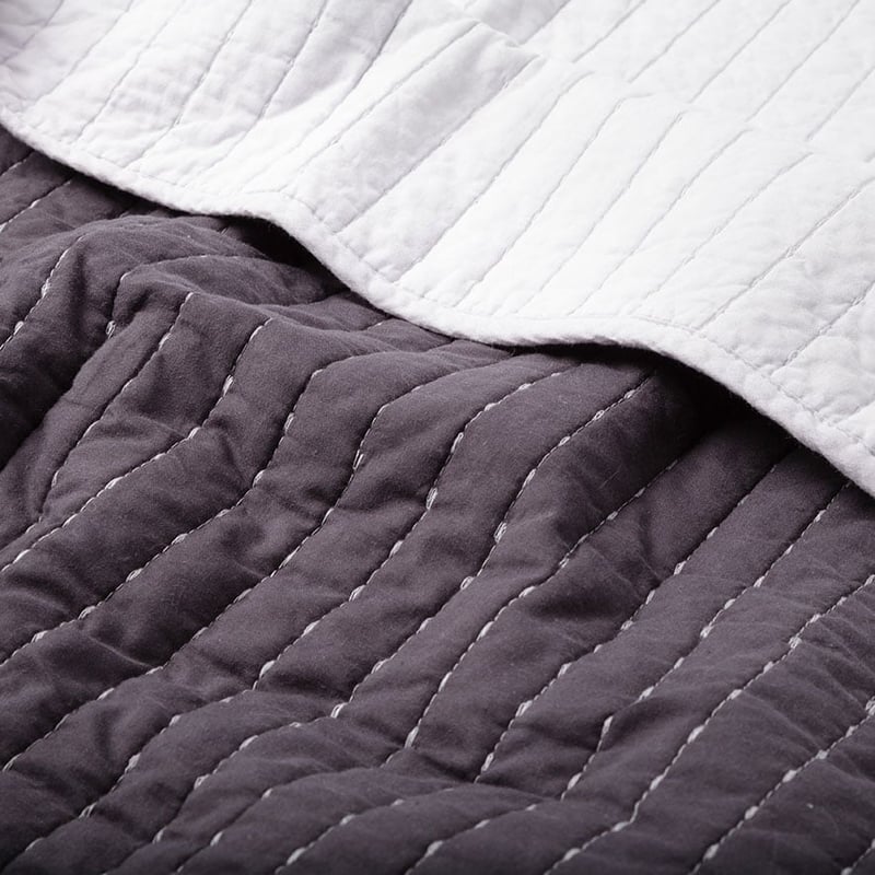 Florence Coal and Silver Quilted Blanket