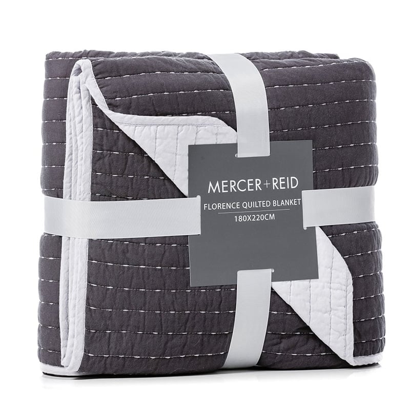 Florence Coal and Silver Quilted Blanket