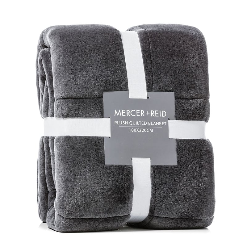 Plush Quilted Blanket Coal 