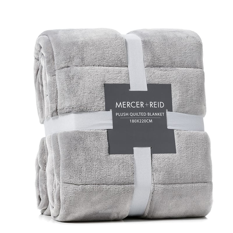 Plush Quilted Blanket Silver