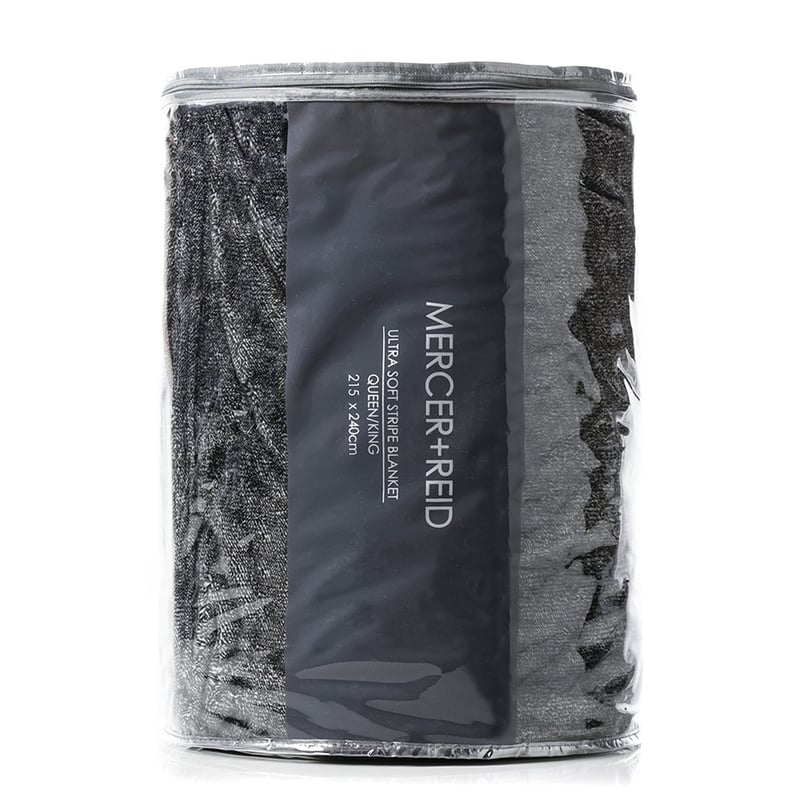 Ultrasoft Stripe Blanket Charcoal 