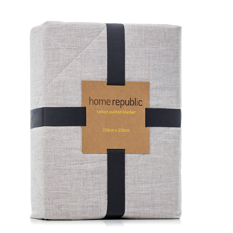Cotton Quilted Blanket Natural Marle