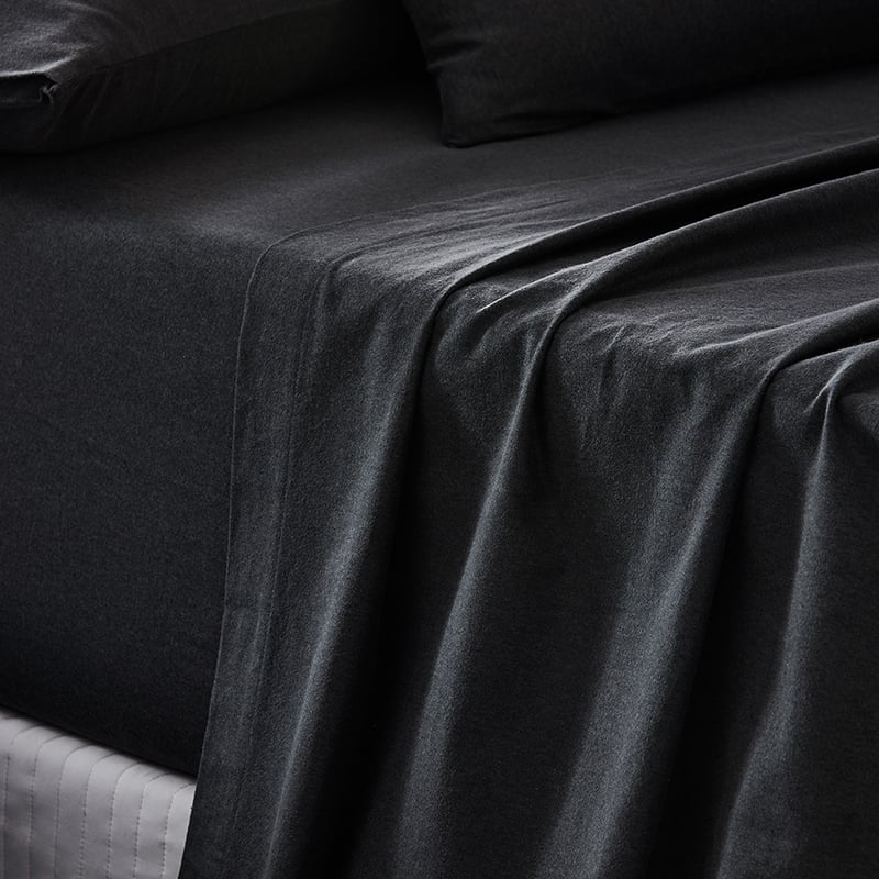 Plain Dyed Charcoal Flannelette Sheet Set