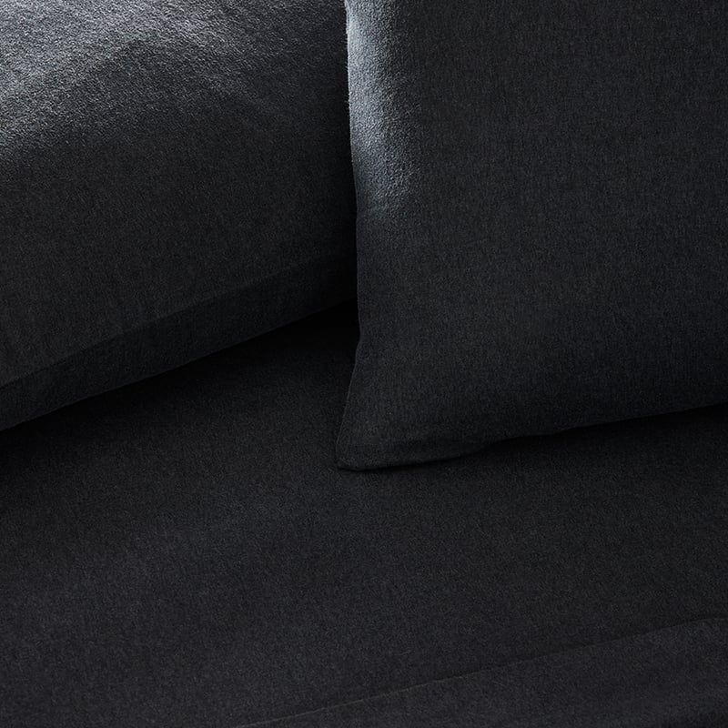 Plain Dyed Charcoal Flannelette Sheet Set