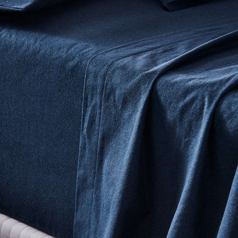 Plain Dyed Navy Flannelette Sheet Set